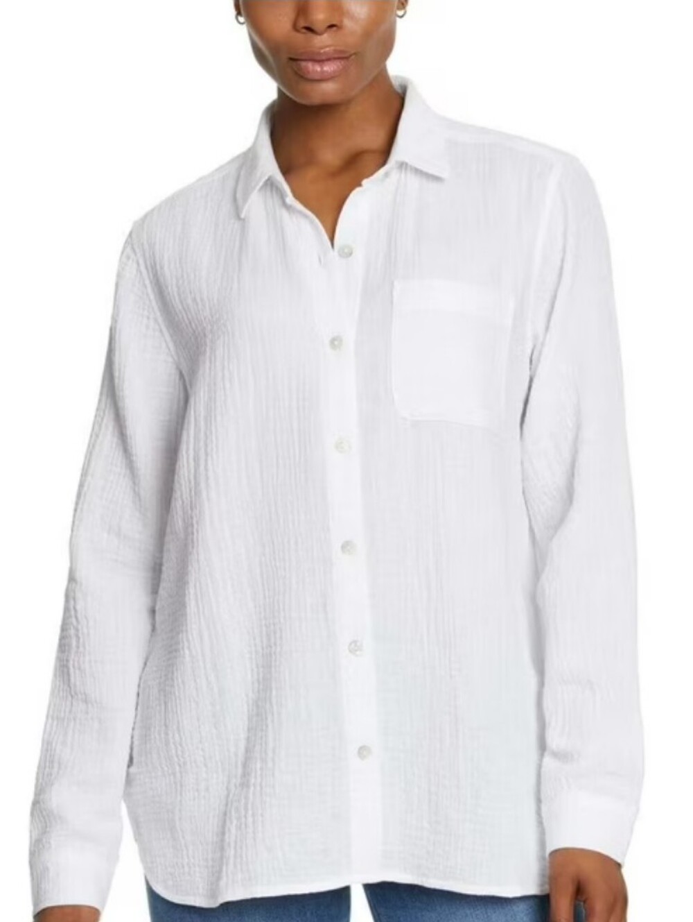 Jessica Simpson White Button-Down Gauze Shirt